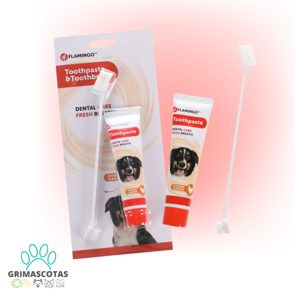 Karlie Flamingo Pet Care Set: Pasta Dental 85gr + Cepillo para Perros | SABOR POLLO