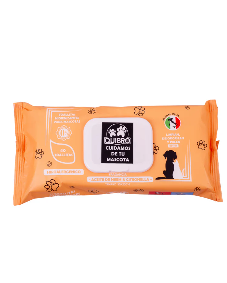 Quibropets Toallitas con Aceite de Neem y Citronela 40uds