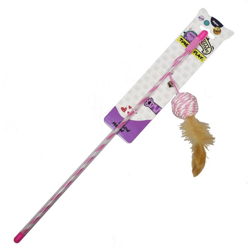 Caña de pescar rosa/blanco en espiral