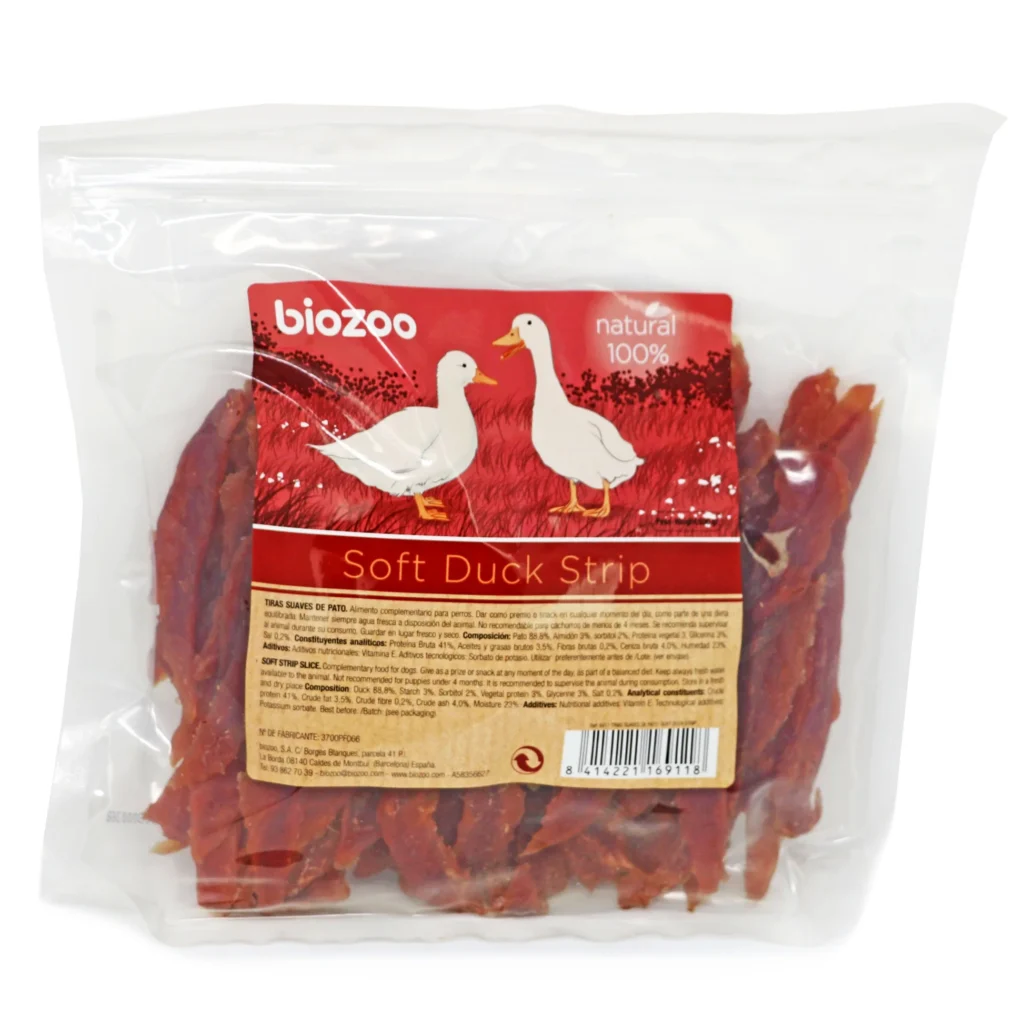 Tiras Finas y Suaves de Pato para Perros Biozoo 500g