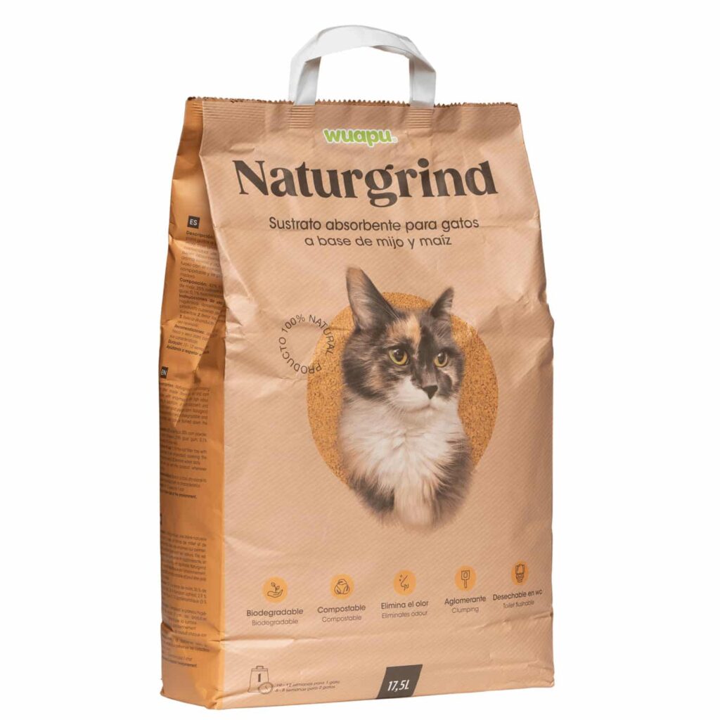 WUAPU NATURGRIND | SUSTRATO DE MIJO Y MAÍZ ABSORBENTE PARA GATOS