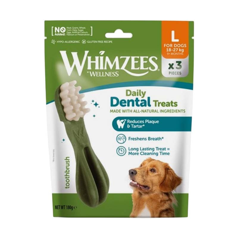 Whimzees Toothbrush Talla L para Perros - Pack 3 Uds