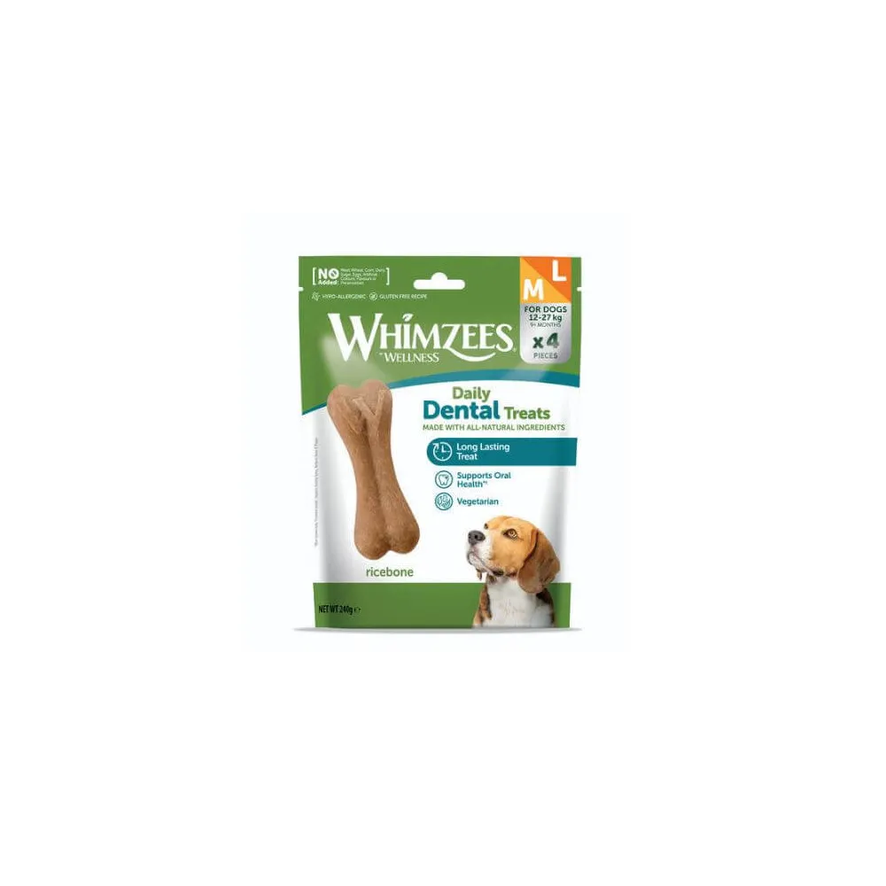 Whimzees Ricebone Talla M/L para Perros - Pack 4 Uds