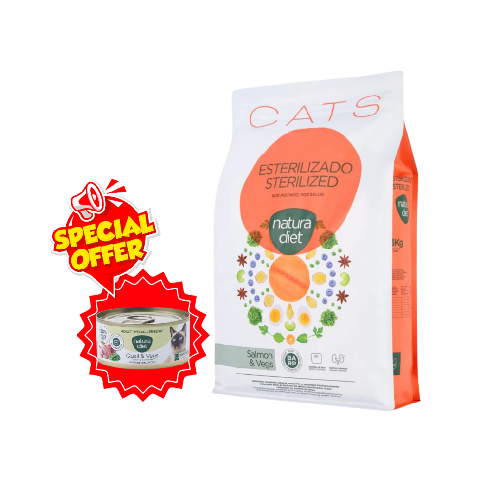 NATURA DIET | CAT STERILIZED SALMON & VEGS 1.5KG